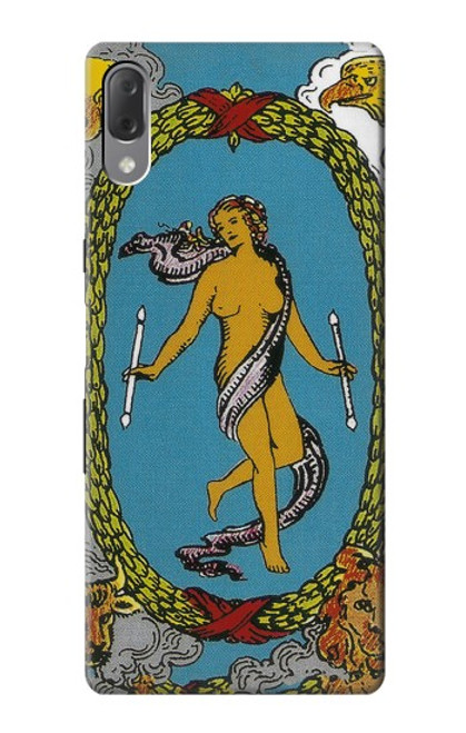 W3746 Tarot Card The World Hülle Schutzhülle Taschen und Leder Flip für Sony Xperia L3