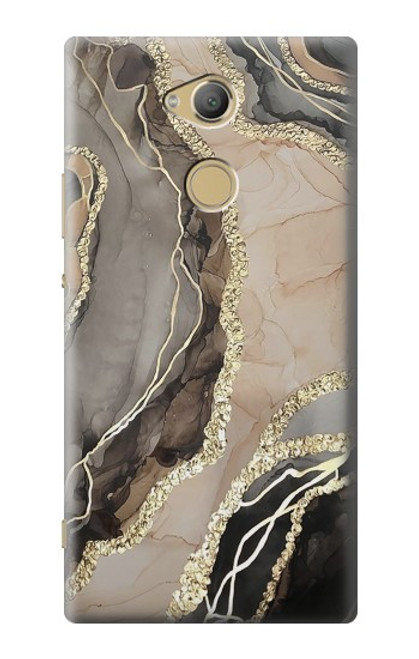 W3700 Marble Gold Graphic Printed Hülle Schutzhülle Taschen und Leder Flip für Sony Xperia XA2 Ultra