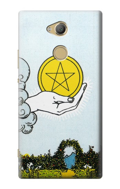 W3722 Tarot Card Ace of Pentacles Coins Hülle Schutzhülle Taschen und Leder Flip für Sony Xperia XA2 Ultra