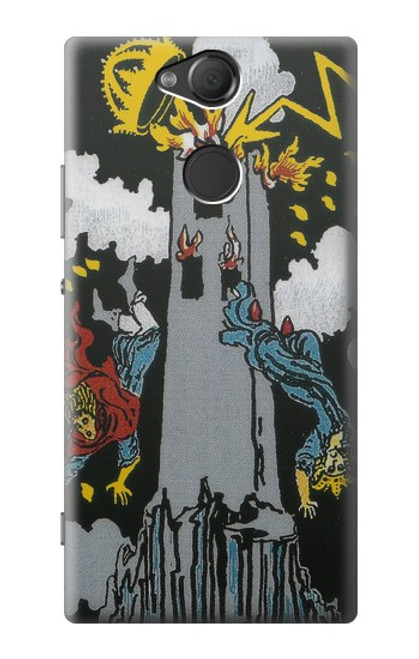 W3745 Tarot Card The Tower Hülle Schutzhülle Taschen und Leder Flip für Sony Xperia XA2