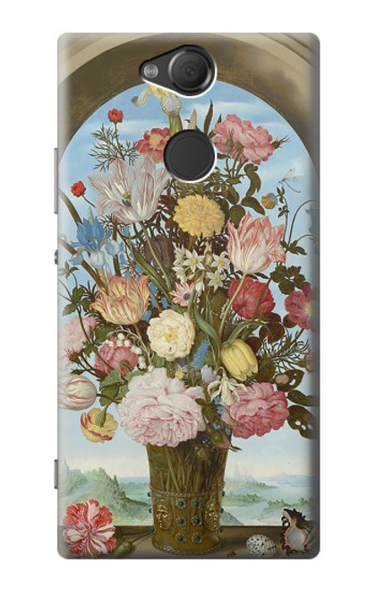 W3749 Vase of Flowers Hülle Schutzhülle Taschen und Leder Flip für Sony Xperia XA2