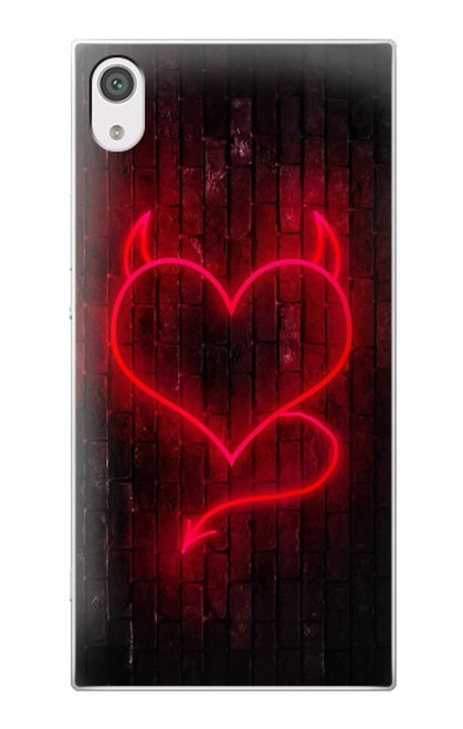 W3682 Devil Heart Hülle Schutzhülle Taschen und Leder Flip für Sony Xperia XA1