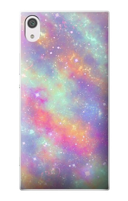 W3706 Pastel Rainbow Galaxy Pink Sky Hülle Schutzhülle Taschen und Leder Flip für Sony Xperia XA1