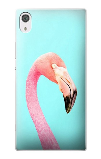 W3708 Pink Flamingo Hülle Schutzhülle Taschen und Leder Flip für Sony Xperia XA1