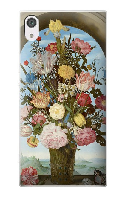 W3749 Vase of Flowers Hülle Schutzhülle Taschen und Leder Flip für Sony Xperia XA1