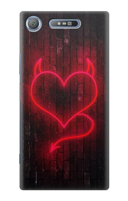 W3682 Devil Heart Hülle Schutzhülle Taschen und Leder Flip für Sony Xperia XZ1