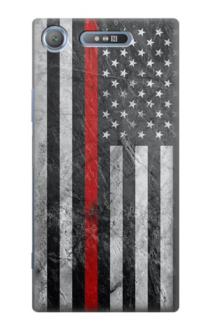 W3687 Firefighter Thin Red Line American Flag Hülle Schutzhülle Taschen und Leder Flip für Sony Xperia XZ1