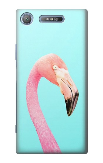 W3708 Pink Flamingo Hülle Schutzhülle Taschen und Leder Flip für Sony Xperia XZ1