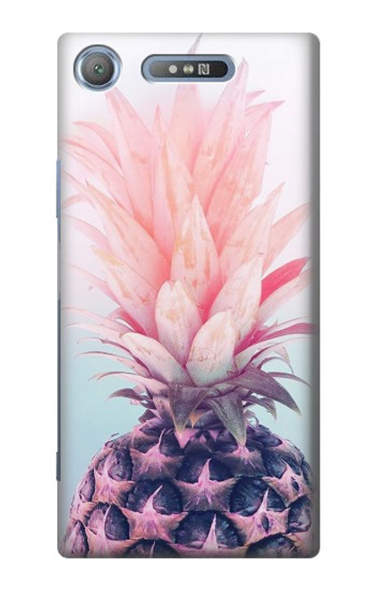 W3711 Pink Pineapple Hülle Schutzhülle Taschen und Leder Flip für Sony Xperia XZ1