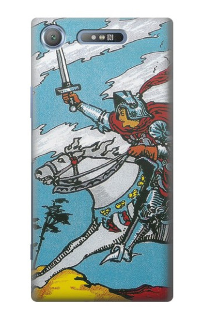 W3731 Tarot Card Knight of Swords Hülle Schutzhülle Taschen und Leder Flip für Sony Xperia XZ1