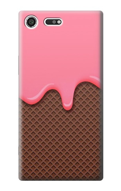 W3754 Strawberry Ice Cream Cone Hülle Schutzhülle Taschen und Leder Flip für Sony Xperia XZ Premium