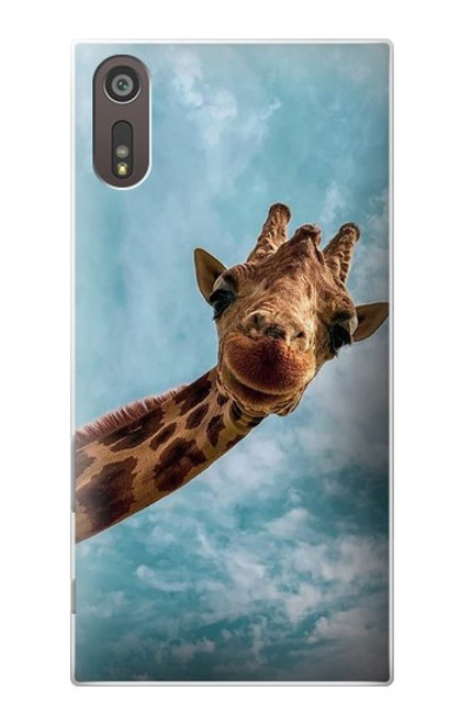 W3680 Cute Smile Giraffe Hülle Schutzhülle Taschen und Leder Flip für Sony Xperia XZ