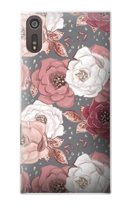 W3716 Rose Floral Pattern Hülle Schutzhülle Taschen und Leder Flip für Sony Xperia XZ