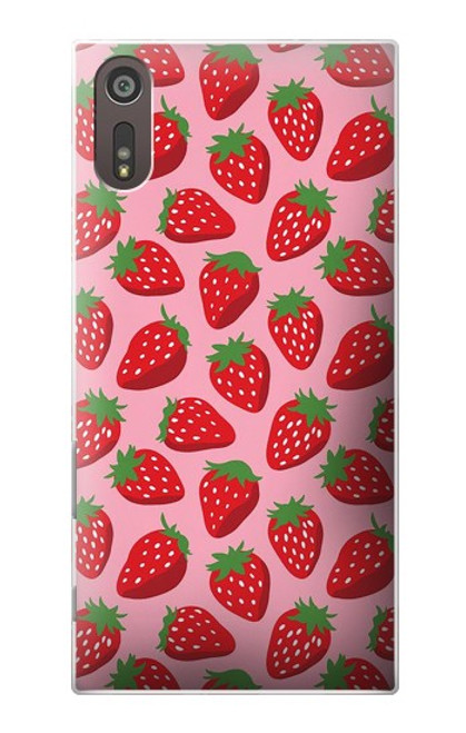 W3719 Strawberry Pattern Hülle Schutzhülle Taschen und Leder Flip für Sony Xperia XZ