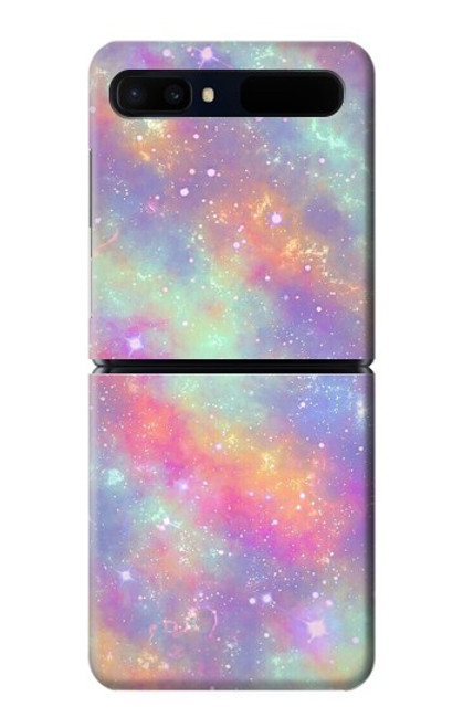 W3706 Pastel Rainbow Galaxy Pink Sky Hülle Schutzhülle Taschen Flip für Samsung Galaxy Z Flip 5G