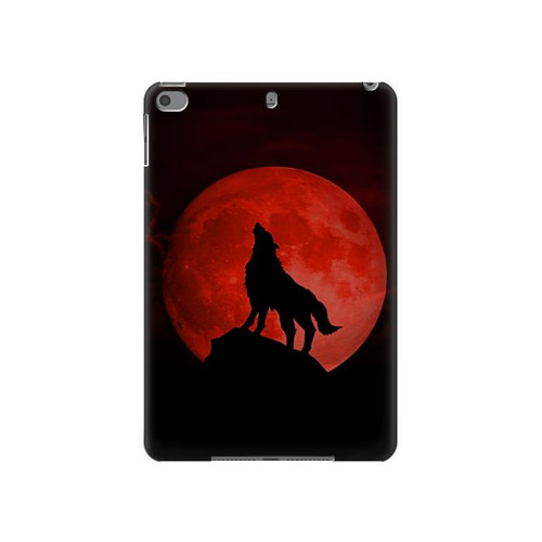 W2955 Wolf Howling Red Moon Tablet Hülle Schutzhülle Taschen für iPad mini 4, iPad mini 5, iPad mini 5 (2019)
