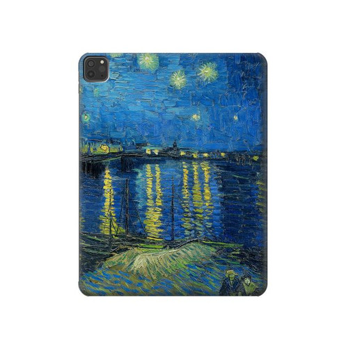 W3336 Van Gogh Starry Night Over the Rhone Tablet Hülle Schutzhülle Taschen für iPad Pro 11 (2021,2020,2018, 3rd, 2nd, 1st)