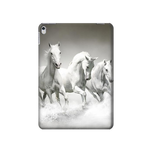 W0933 White Horses Tablet Hülle Schutzhülle Taschen für iPad Air 2, iPad 9.7 (2017,2018), iPad 6, iPad 5