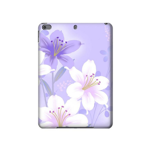 W2361 Purple White Flowers Tablet Hülle Schutzhülle Taschen für iPad Pro 10.5, iPad Air (2019, 3rd)