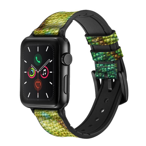 CA0562 Lizard Skin Graphic Printed Leather & Silicone Smart Watch Band Strap For Apple Watch iWatch