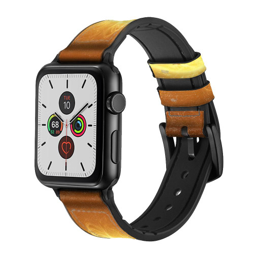 CA0781 Sun Leather & Silicone Smart Watch Band Strap For Apple Watch iWatch