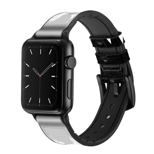 CA0838 Bear in Black Suit Leather & Silicone Smart Watch Band Strap For Apple Watch iWatch