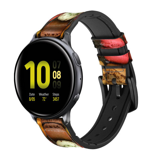 CA0009 Macarons Smart Watch Armband aus Silikon und Leder für Samsung Galaxy Watch, Gear, Active