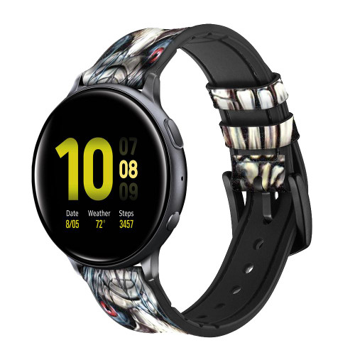 CA0023 Skull Pentagram Smart Watch Armband aus Silikon und Leder für Samsung Galaxy Watch, Gear, Active