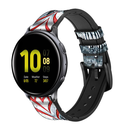 CA0024 Vampire Skull Tattoo Smart Watch Armband aus Silikon und Leder für Samsung Galaxy Watch, Gear, Active