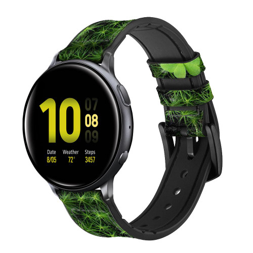 CA0045 Clover Lucky Leaf Smart Watch Armband aus Silikon und Leder für Samsung Galaxy Watch, Gear, Active