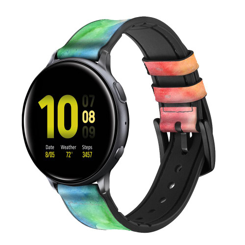 CA0520 Colorful Watercolor Smart Watch Armband aus Silikon und Leder für Samsung Galaxy Watch, Gear, Active