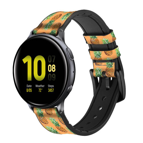 CA0642 Pineapple Pattern Smart Watch Armband aus Silikon und Leder für Samsung Galaxy Watch, Gear, Active