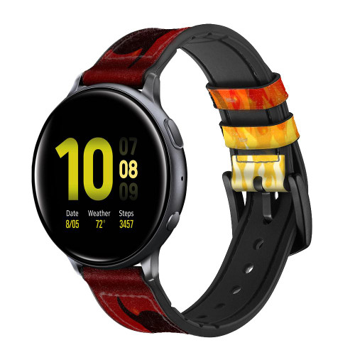 CA0689 Devil Fire Burn Smart Watch Armband aus Silikon und Leder für Samsung Galaxy Watch, Gear, Active