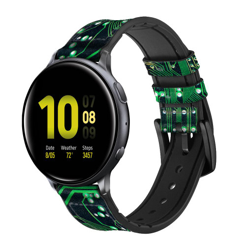 CA0695 Electronics Board Circuit Graphic Smart Watch Armband aus Silikon und Leder für Samsung Galaxy Watch, Gear, Active