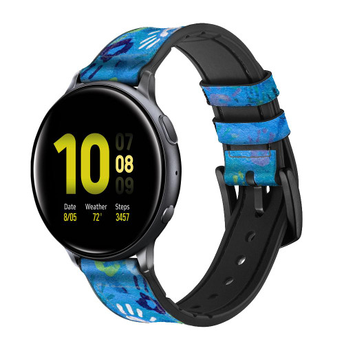 CA0706 Hand Print Smart Watch Armband aus Silikon und Leder für Samsung Galaxy Watch, Gear, Active