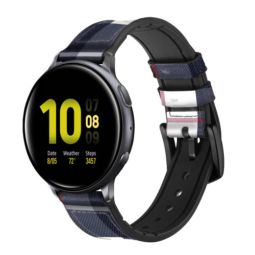 CA0749 Plaid Fabric Pattern Smart Watch Armband aus Silikon und Leder für Samsung Galaxy Watch, Gear, Active