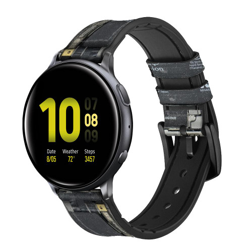 CA0762 Inside Mobile Phone Graphic Smart Watch Armband aus Silikon und Leder für Samsung Galaxy Watch, Gear, Active