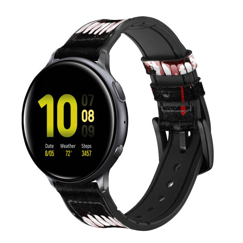 CA0813 Vampire Teeth Bloodstain Smart Watch Armband aus Silikon und Leder für Samsung Galaxy Watch, Gear, Active