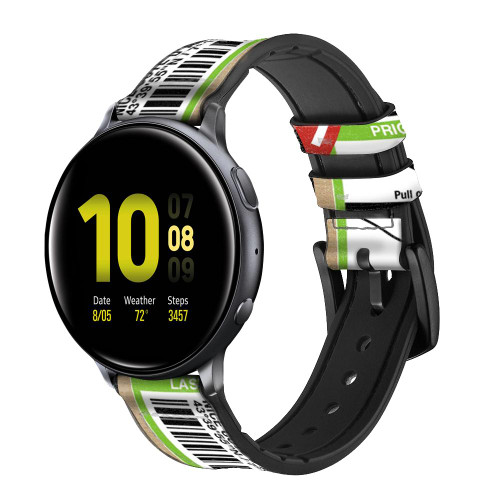 CA0826 Luggage Tag Art Smart Watch Armband aus Silikon und Leder für Samsung Galaxy Watch, Gear, Active