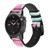 CA0803 Rainbow Zigzag Smart Watch Armband aus Silikon und Leder für Garmin Smartwatch