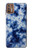 W3439 Fabric Indigo Tie Dye Hülle Schutzhülle Taschen und Leder Flip für Motorola Moto G9 Plus