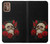 W3753 Dark Gothic Goth Skull Roses Hülle Schutzhülle Taschen und Leder Flip für Motorola Moto G9 Plus