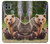 W3558 Bear Family Hülle Schutzhülle Taschen und Leder Flip für Motorola Moto G9 Power