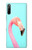 W3708 Pink Flamingo Hülle Schutzhülle Taschen und Leder Flip für Sony Xperia L5