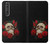 W3753 Dark Gothic Goth Skull Roses Hülle Schutzhülle Taschen und Leder Flip für Sony Xperia 1 III