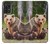 W3558 Bear Family Hülle Schutzhülle Taschen und Leder Flip für Samsung Galaxy A72, Galaxy A72 5G