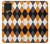 W3421 Black Orange White Argyle Plaid Hülle Schutzhülle Taschen und Leder Flip für Samsung Galaxy F62