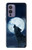 W3693 Grim White Wolf Full Moon Hülle Schutzhülle Taschen und Leder Flip für OnePlus 9
