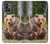 W3558 Bear Family Hülle Schutzhülle Taschen und Leder Flip für OnePlus 9R