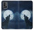 W3693 Grim White Wolf Full Moon Hülle Schutzhülle Taschen und Leder Flip für OnePlus 9R